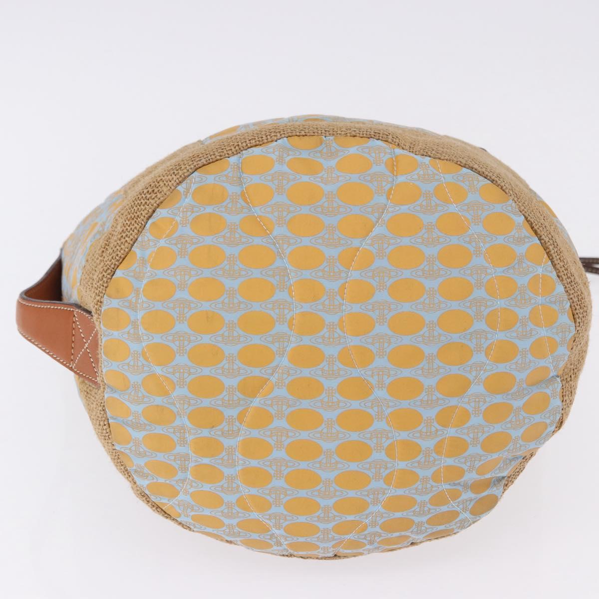 Vivienne Westwood Hand Bag Straw Light Blue Beige Auth 198376