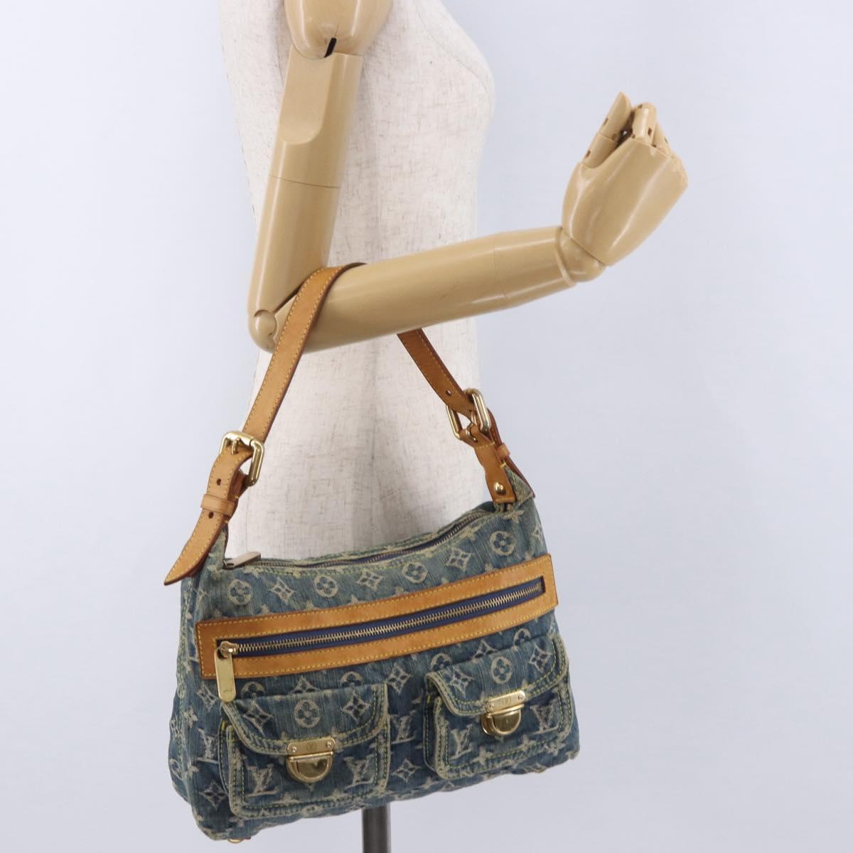 LOUIS VUITTON Monogram Denim Buggy PM Shoulder Bag Blue M95049 LV Auth 198378V