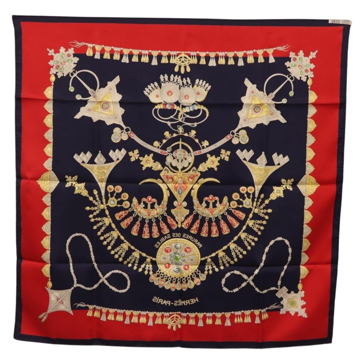 HERMES Carre 90 Scarf Silk Navy Auth 198381M