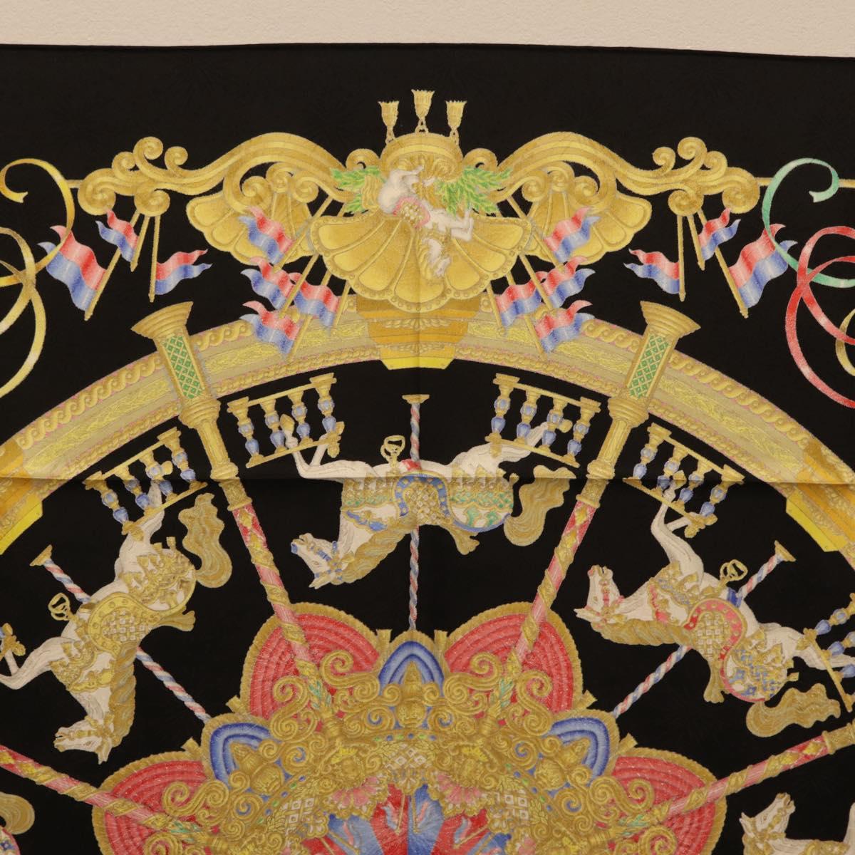 HERMES Carre 90 Scarf Silk Black Auth 198384M