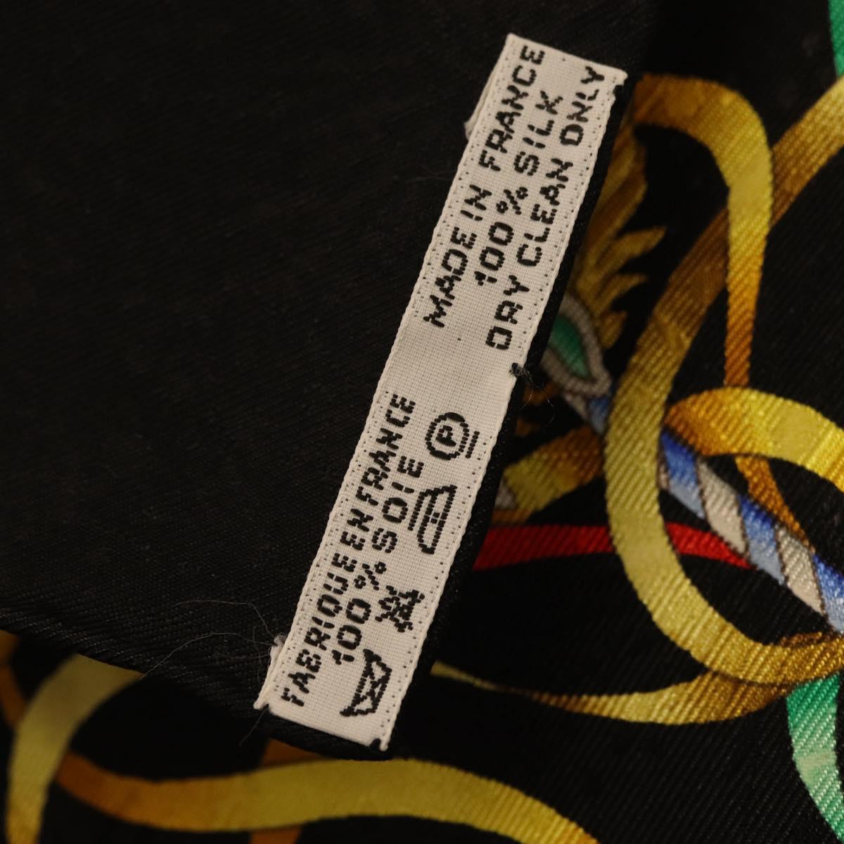HERMES Carre 90 Scarf Silk Black Auth 198384M