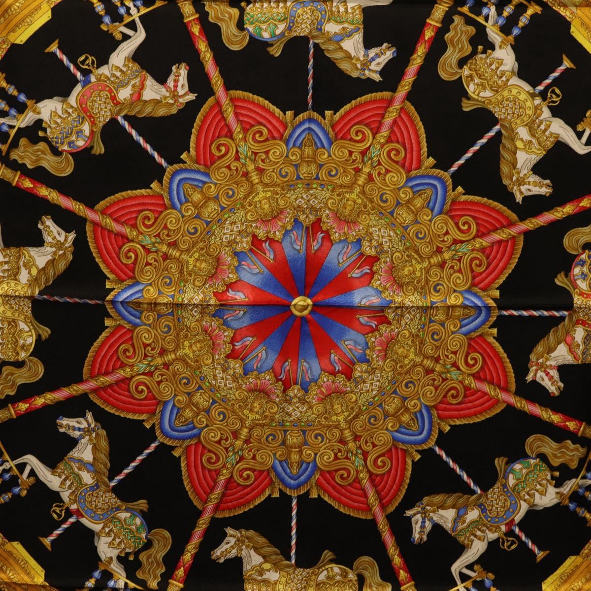 HERMES Carre 90 Scarf Silk Black Auth 198384M