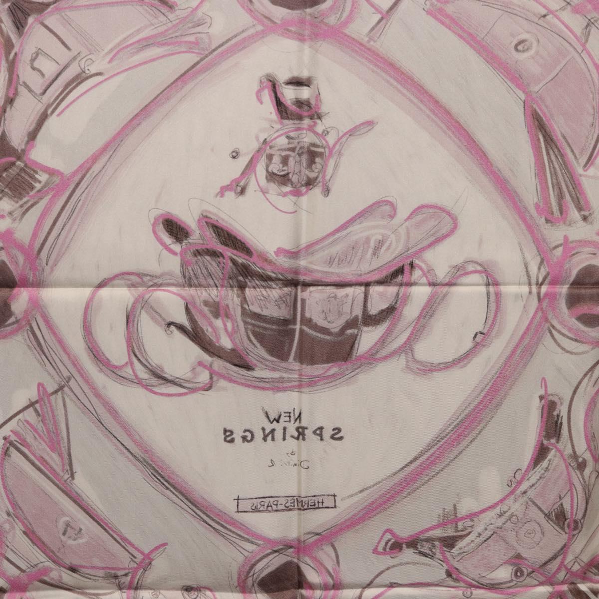 HERMES Carre 90 Scarf Silk Pink Auth 198386M