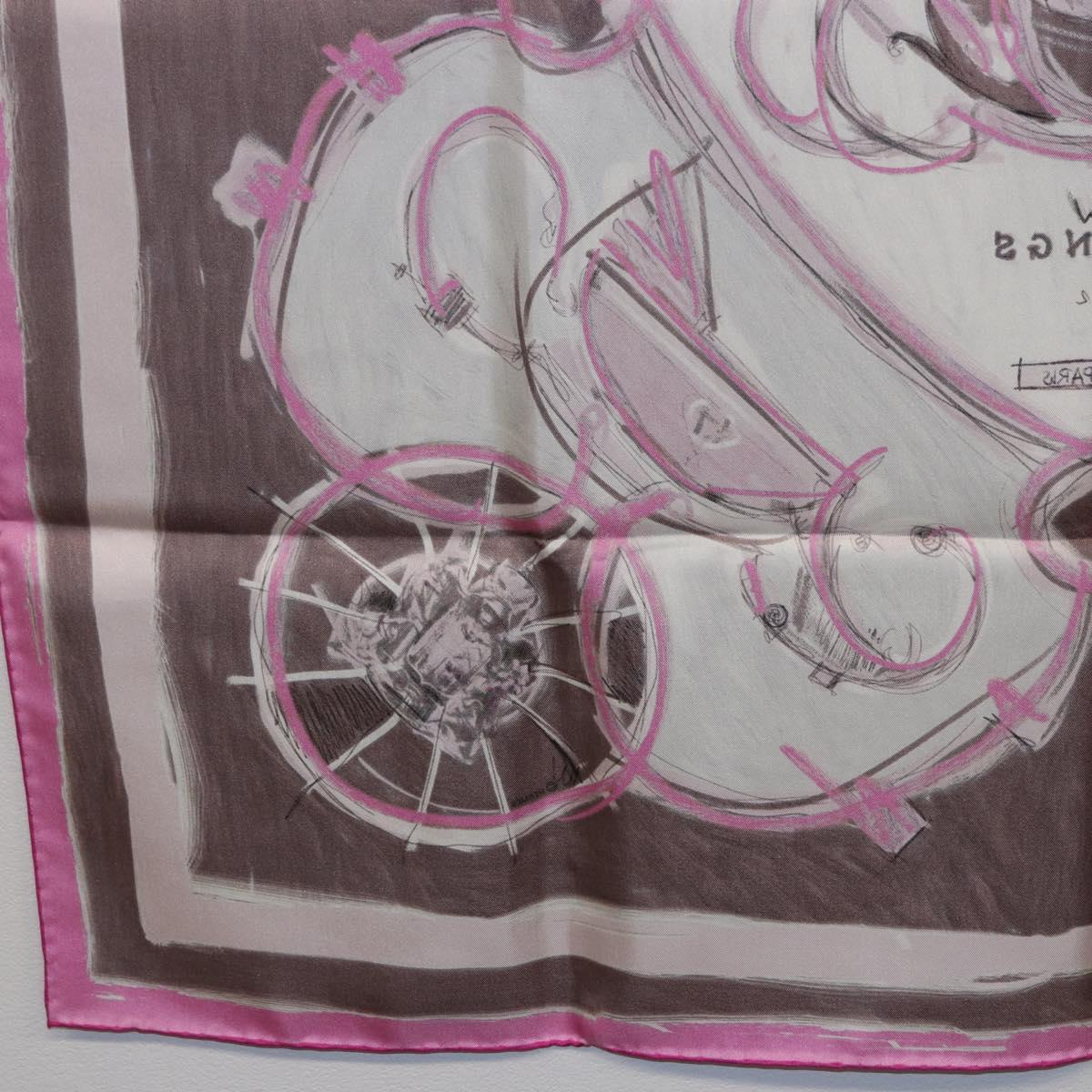 HERMES Carre 90 Scarf Silk Pink Auth 198386M