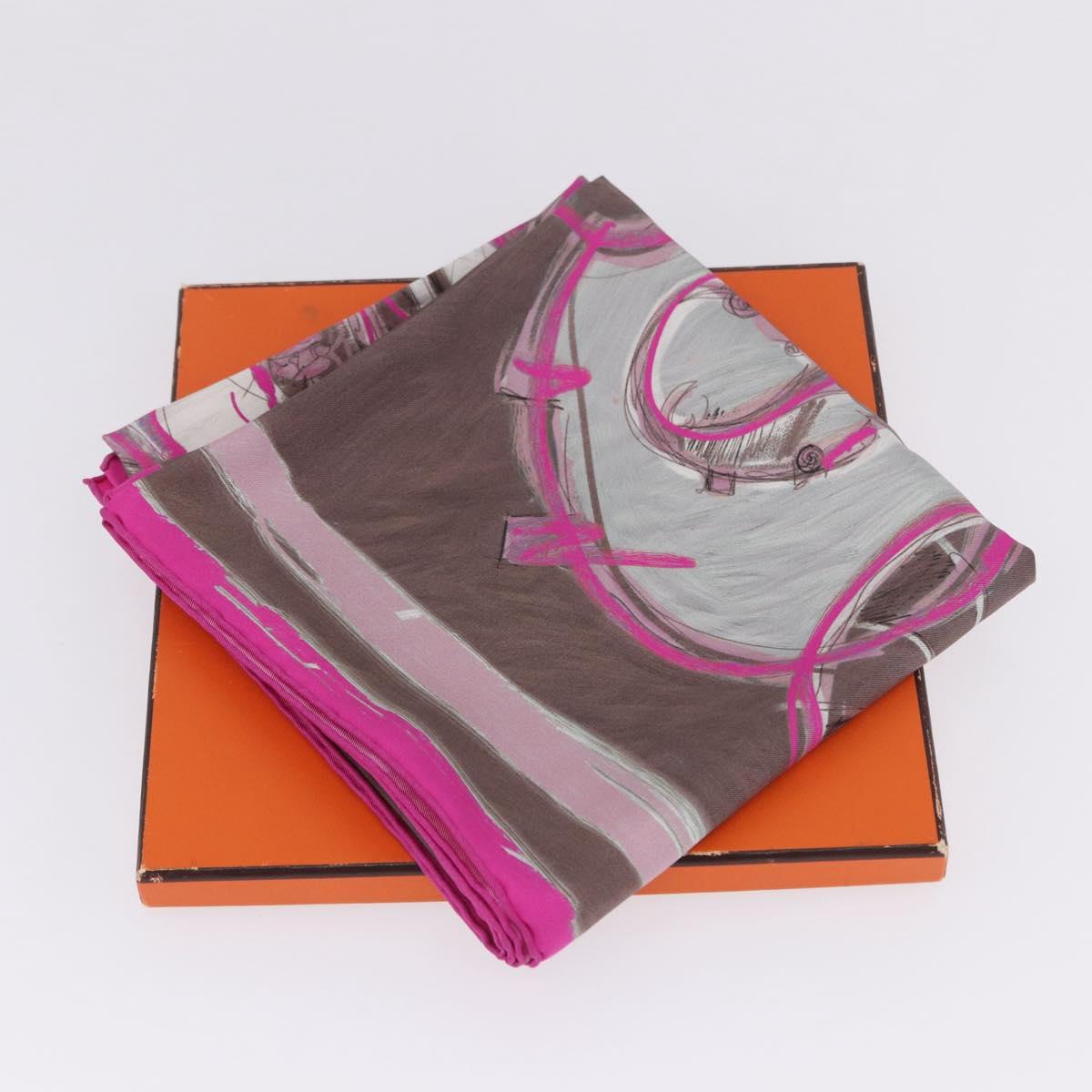 HERMES Carre 90 Scarf Silk Pink Auth 198386M