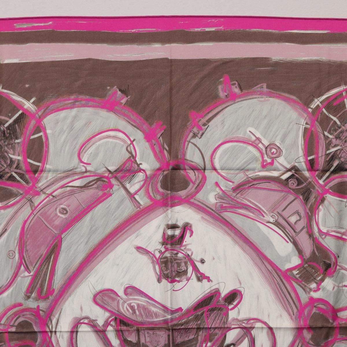 HERMES Carre 90 Scarf Silk Pink Auth 198386M