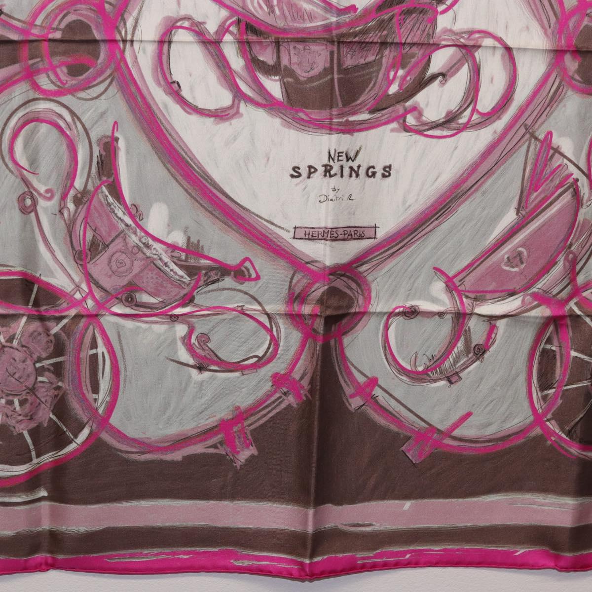HERMES Carre 90 Scarf Silk Pink Auth 198386M
