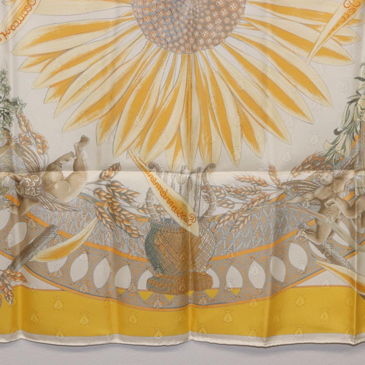 HERMES Carre 90 Scarf Silk Yellow Auth 198387M