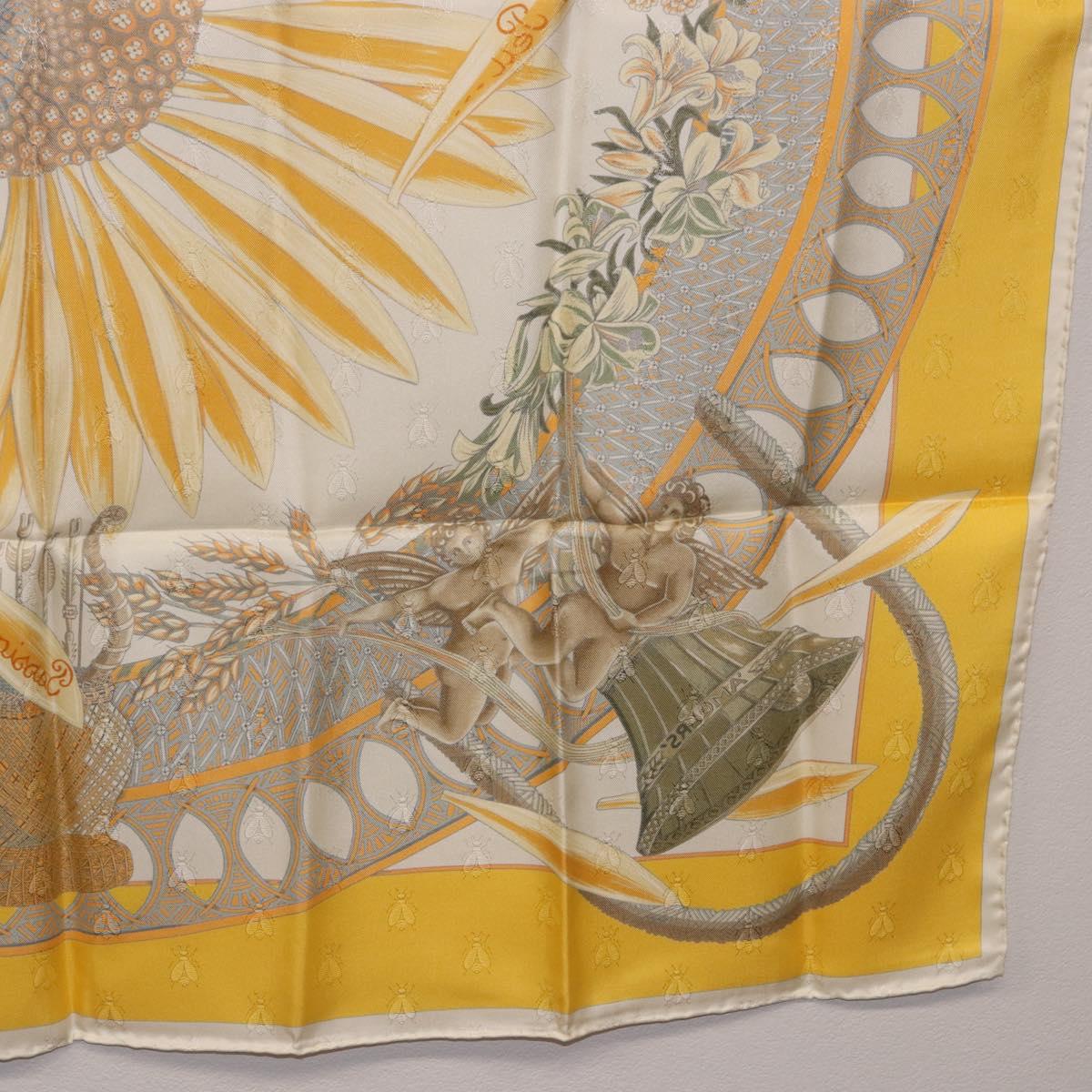HERMES Carre 90 Scarf Silk Yellow Auth 198387M