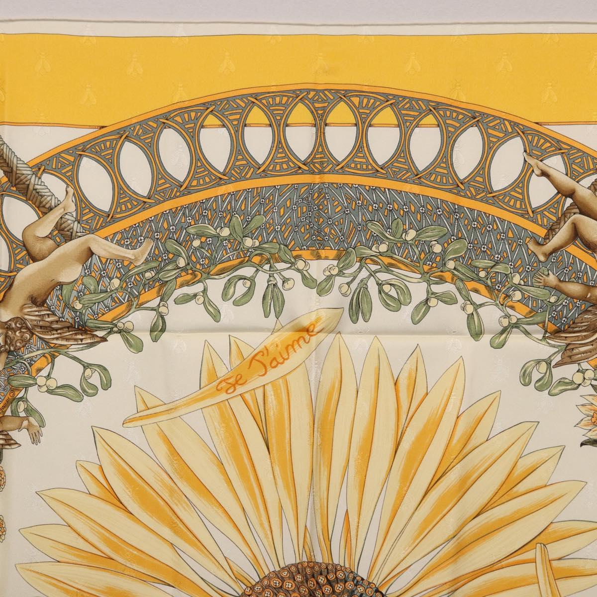 HERMES Carre 90 Scarf Silk Yellow Auth 198387M