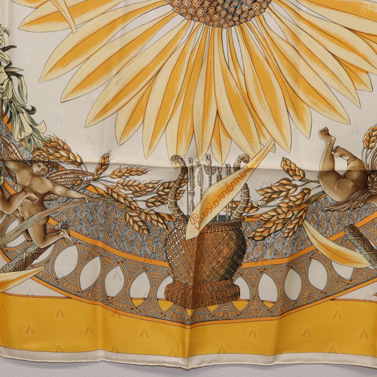 HERMES Carre 90 Scarf Silk Yellow Auth 198387M