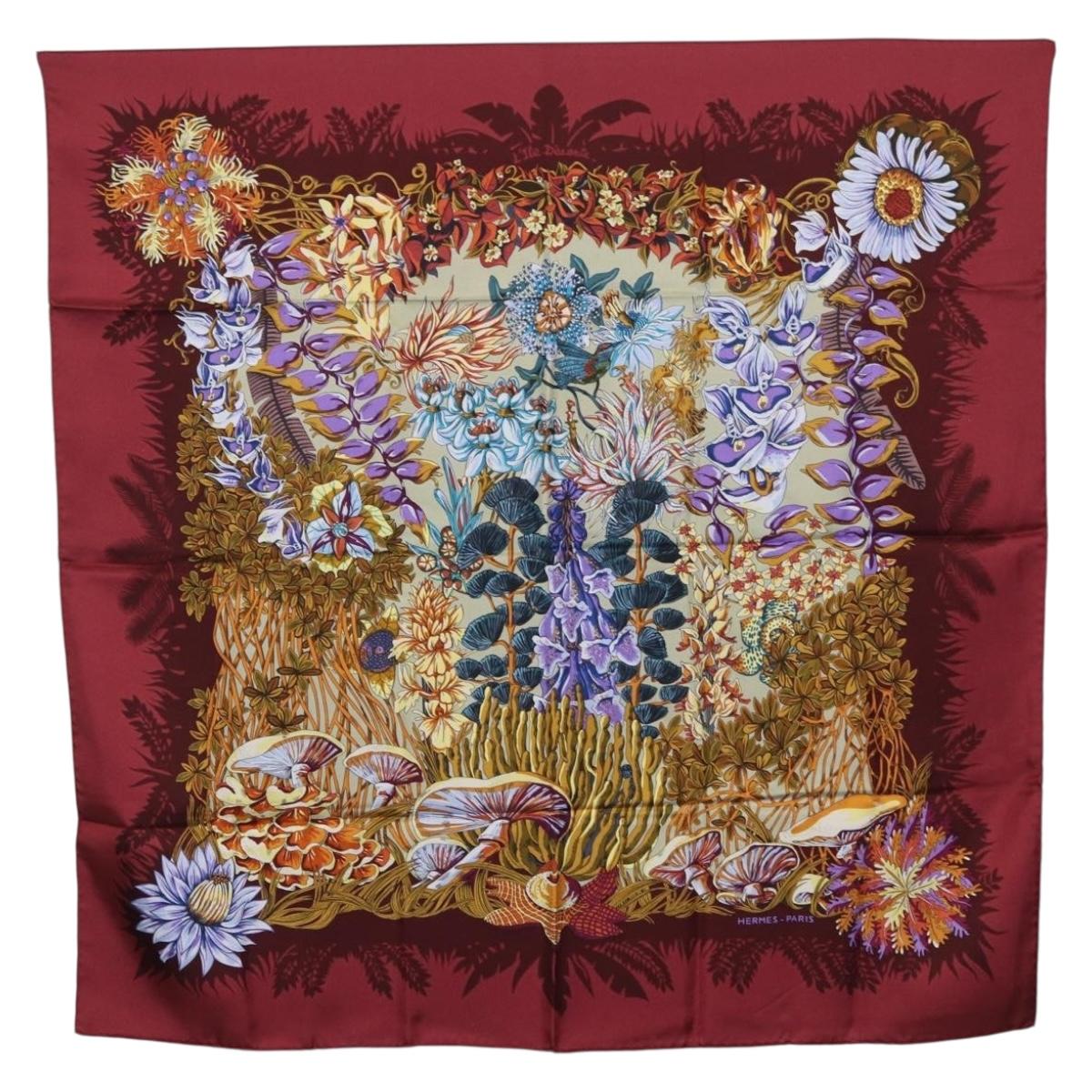 HERMES Carre 90 Scarf Silk Bordeaux Auth 198389M