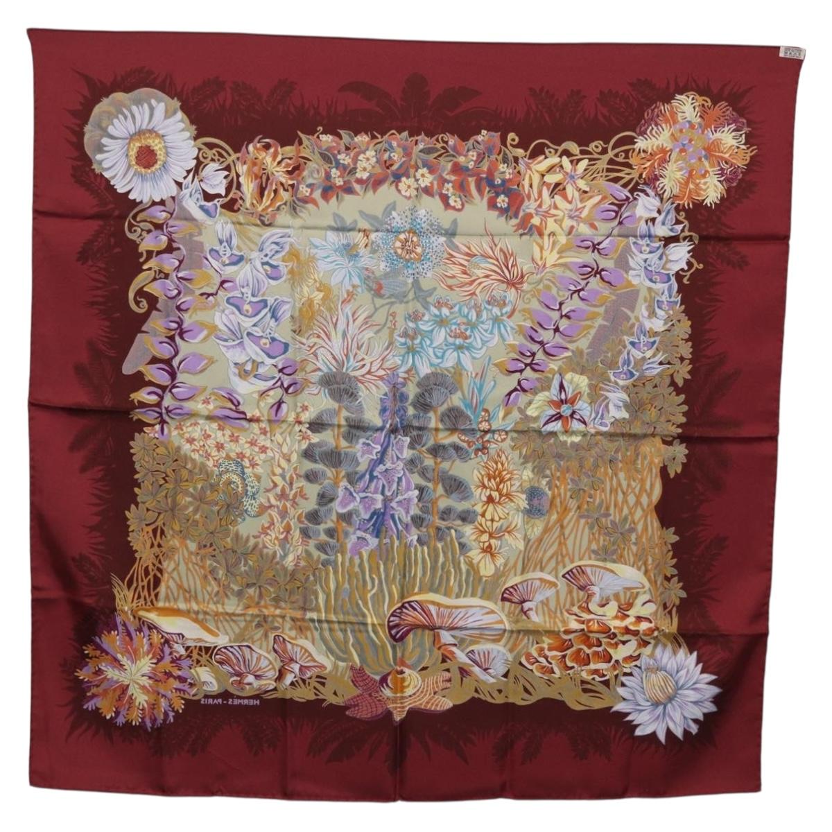 HERMES Carre 90 Scarf Silk Bordeaux Auth 198389M