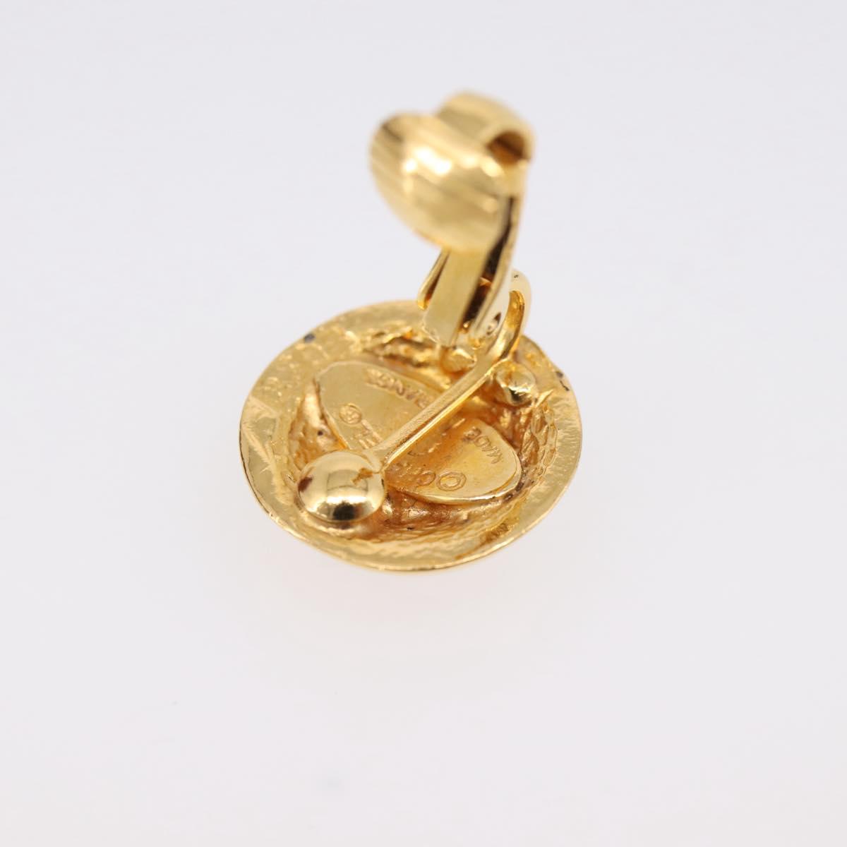 CHANEL COCO Mark Earring Metal Gold Tone CC Auth 198444V