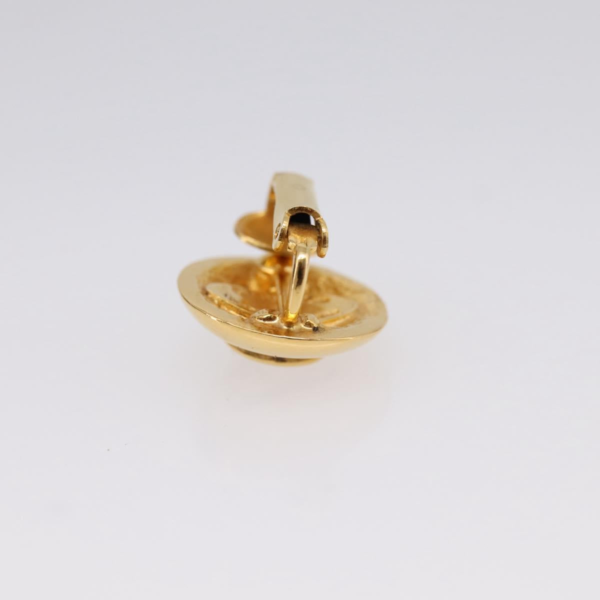 CHANEL COCO Mark Earring Metal Gold Tone CC Auth 198444V