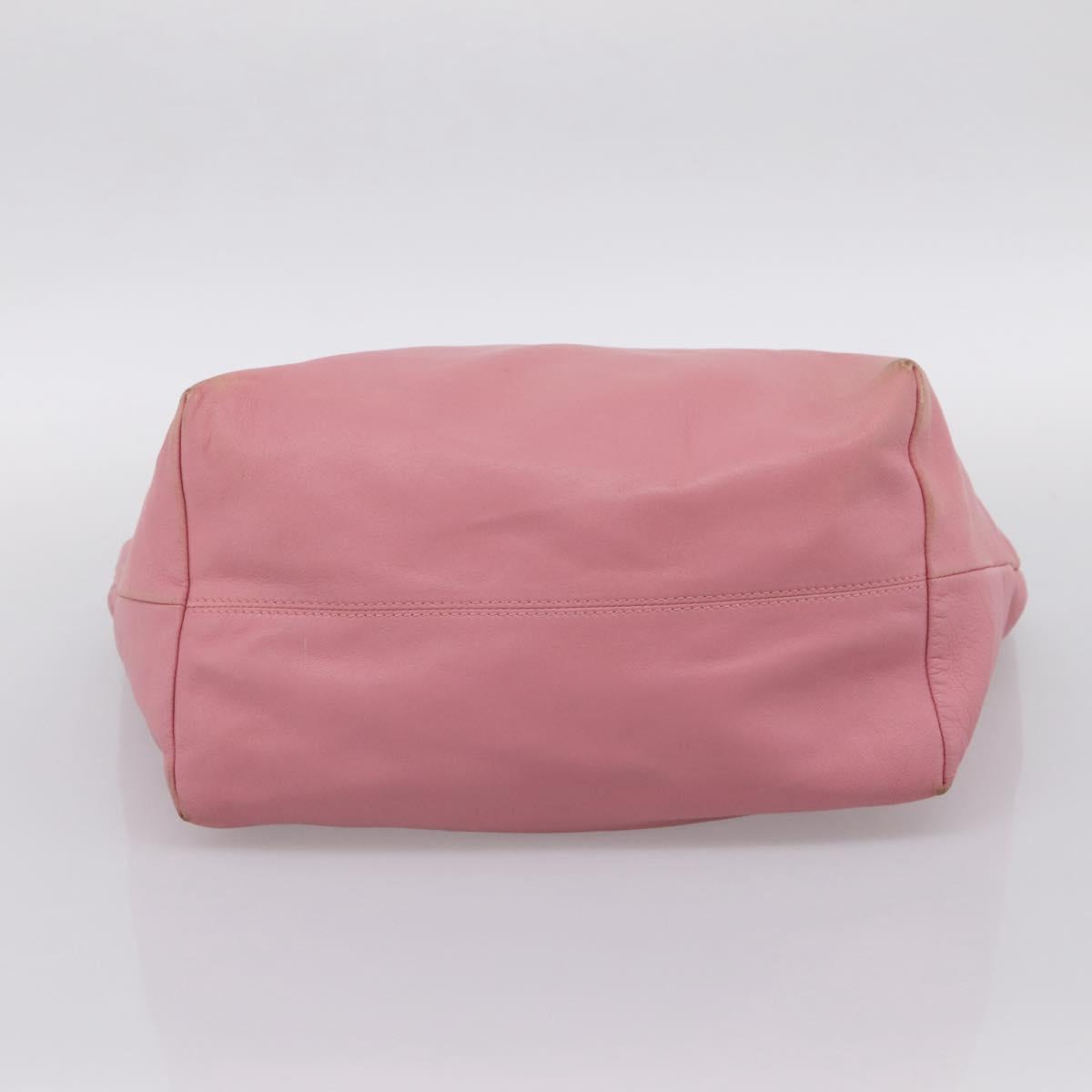 LOEWE Tote Bag Leather Pink Silver Auth 198452