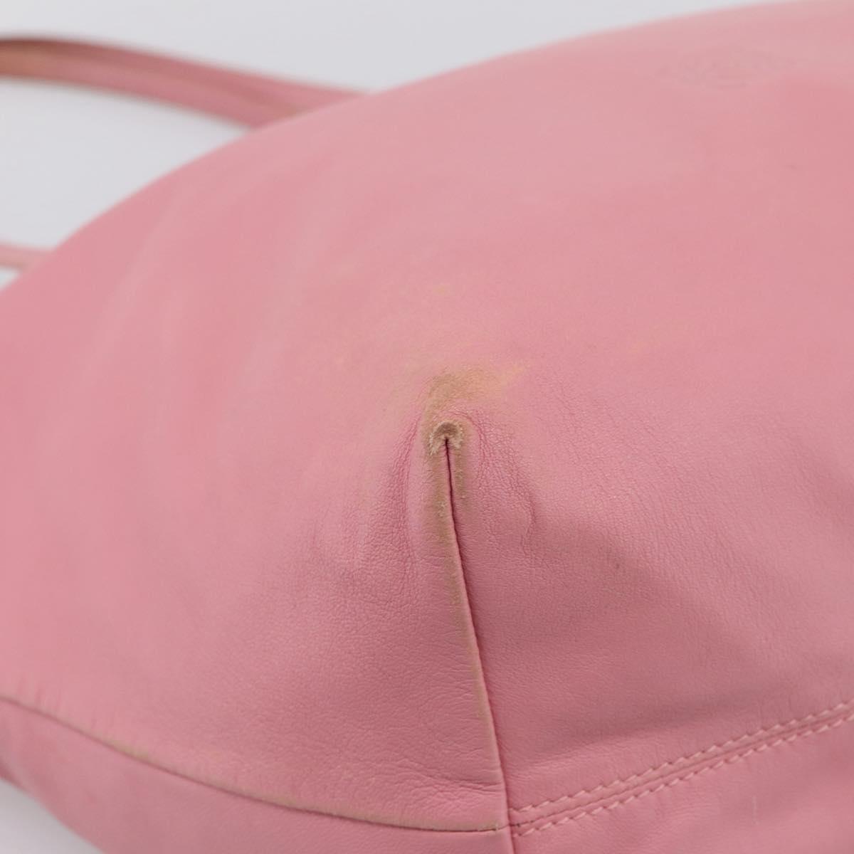 LOEWE Tote Bag Leather Pink Silver Auth 198452