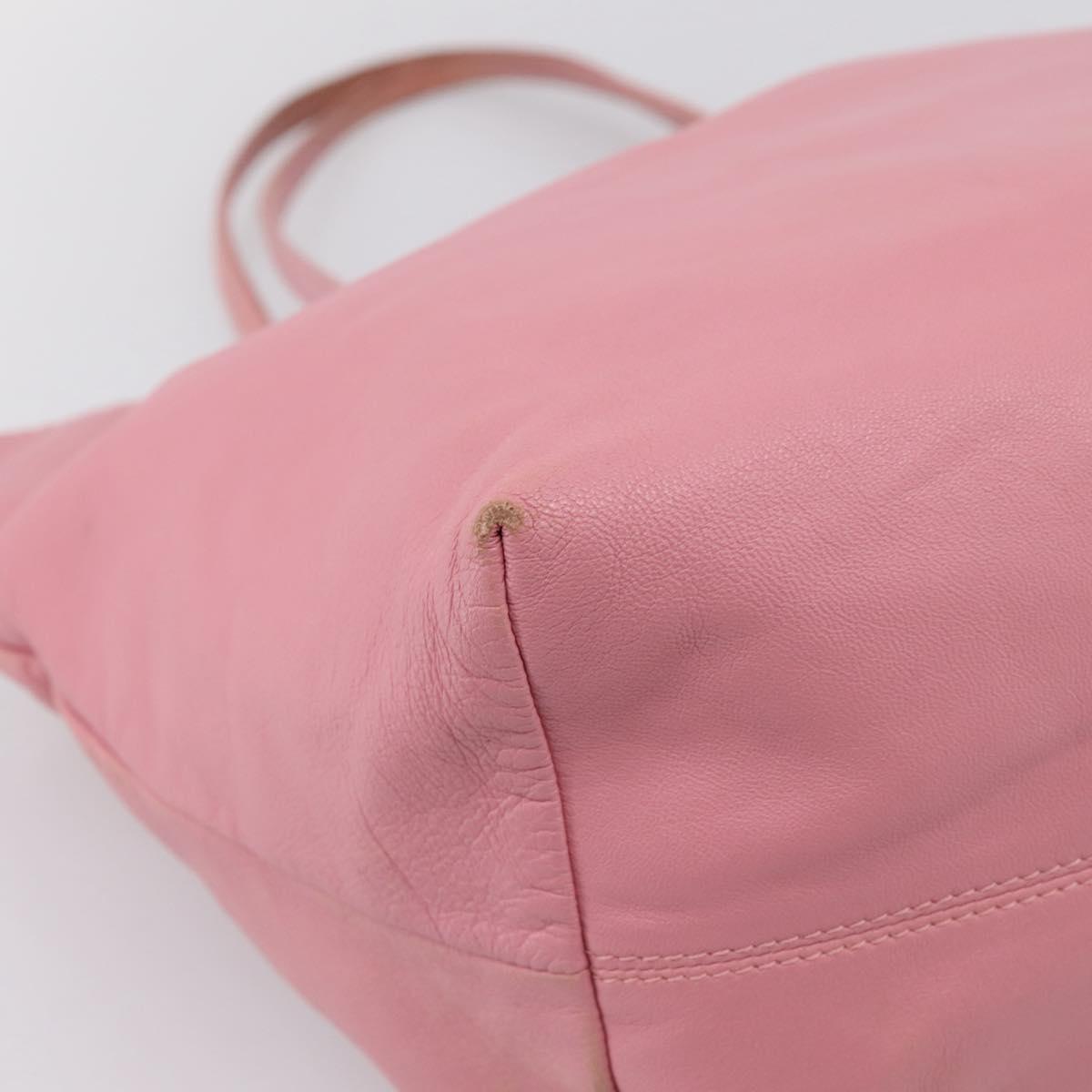 LOEWE Tote Bag Leather Pink Silver Auth 198452