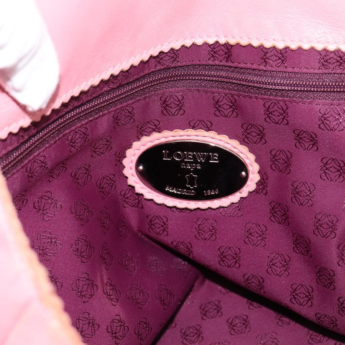 LOEWE Tote Bag Leather Pink Silver Auth 198452