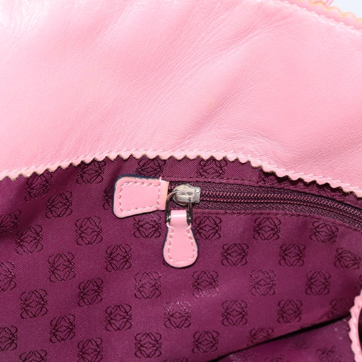 LOEWE Tote Bag Leather Pink Silver Auth 198452