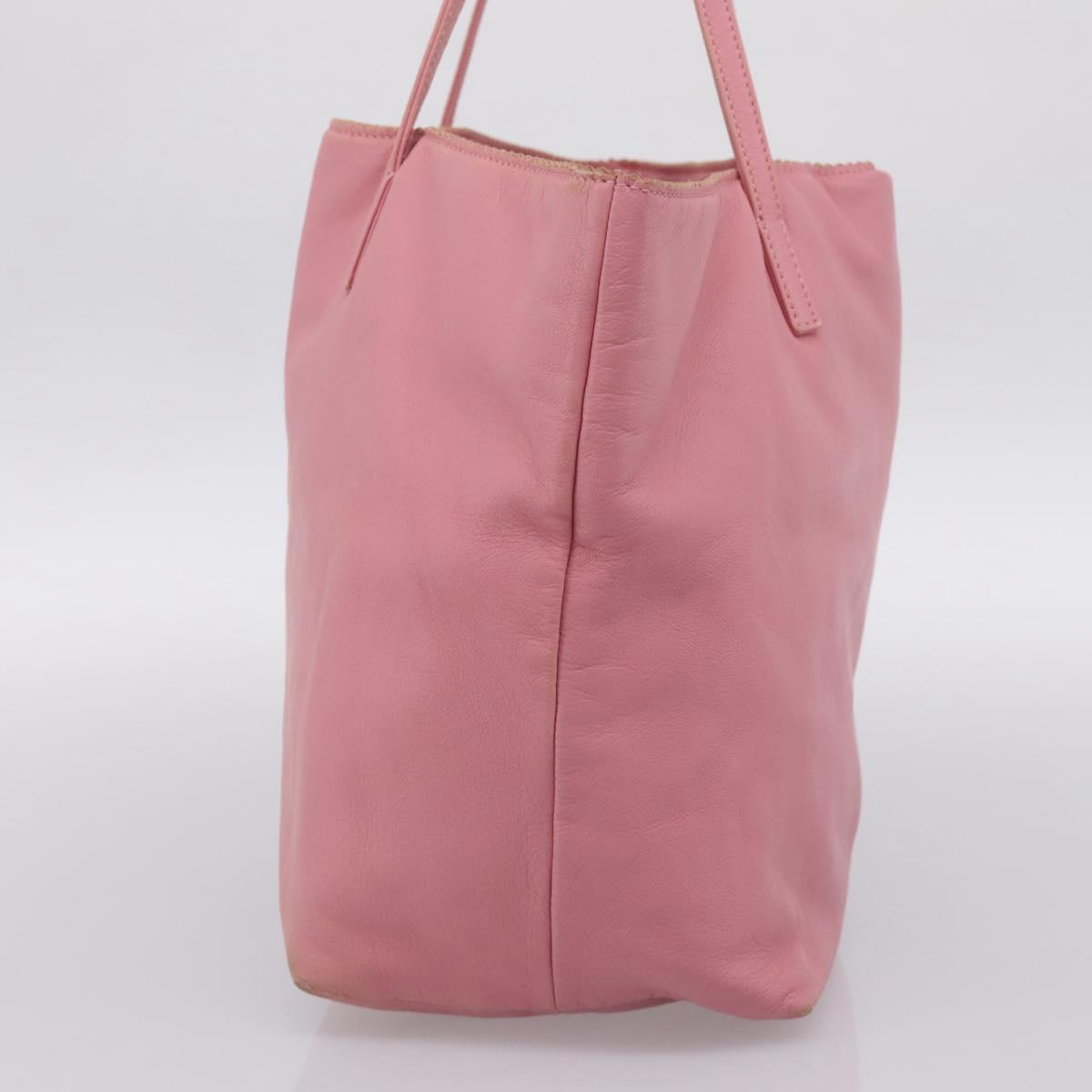 LOEWE Tote Bag Leather Pink Silver Auth 198452