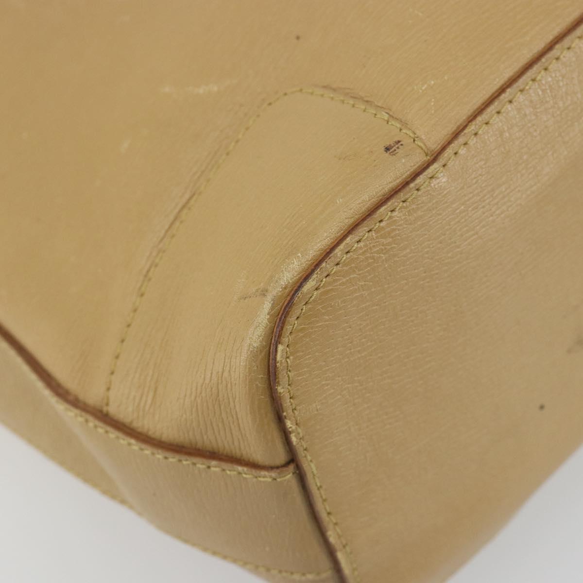 GUCCI Shoulder Bag Leather Beige Gold 001 4204 Auth 198453