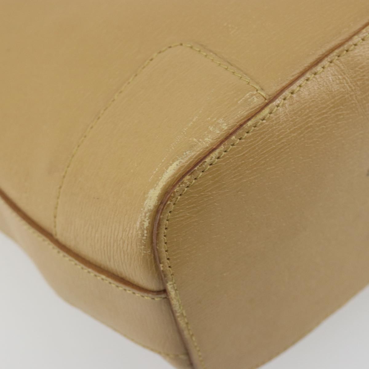 GUCCI Shoulder Bag Leather Beige Gold 001 4204 Auth 198453