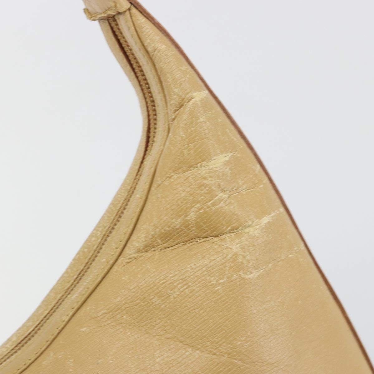 GUCCI Shoulder Bag Leather Beige Gold 001 4204 Auth 198453