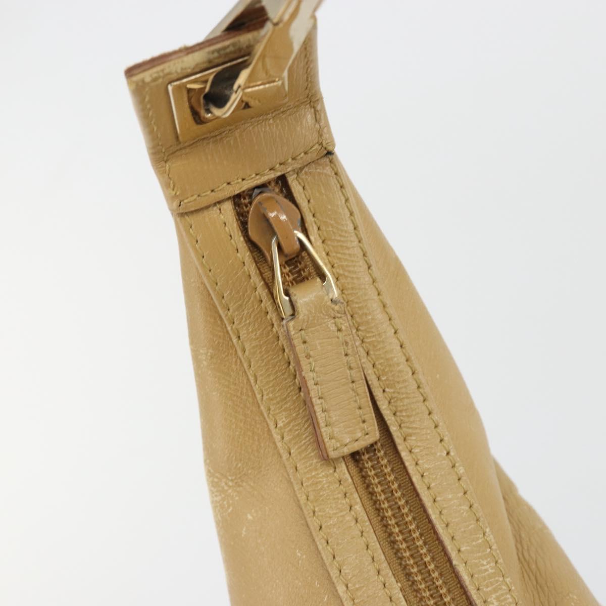 GUCCI Shoulder Bag Leather Beige Gold 001 4204 Auth 198453