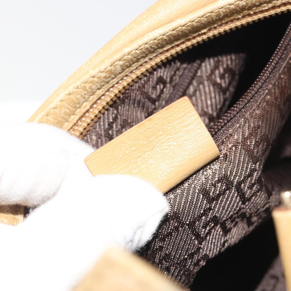 GUCCI Shoulder Bag Leather Beige Gold 001 4204 Auth 198453