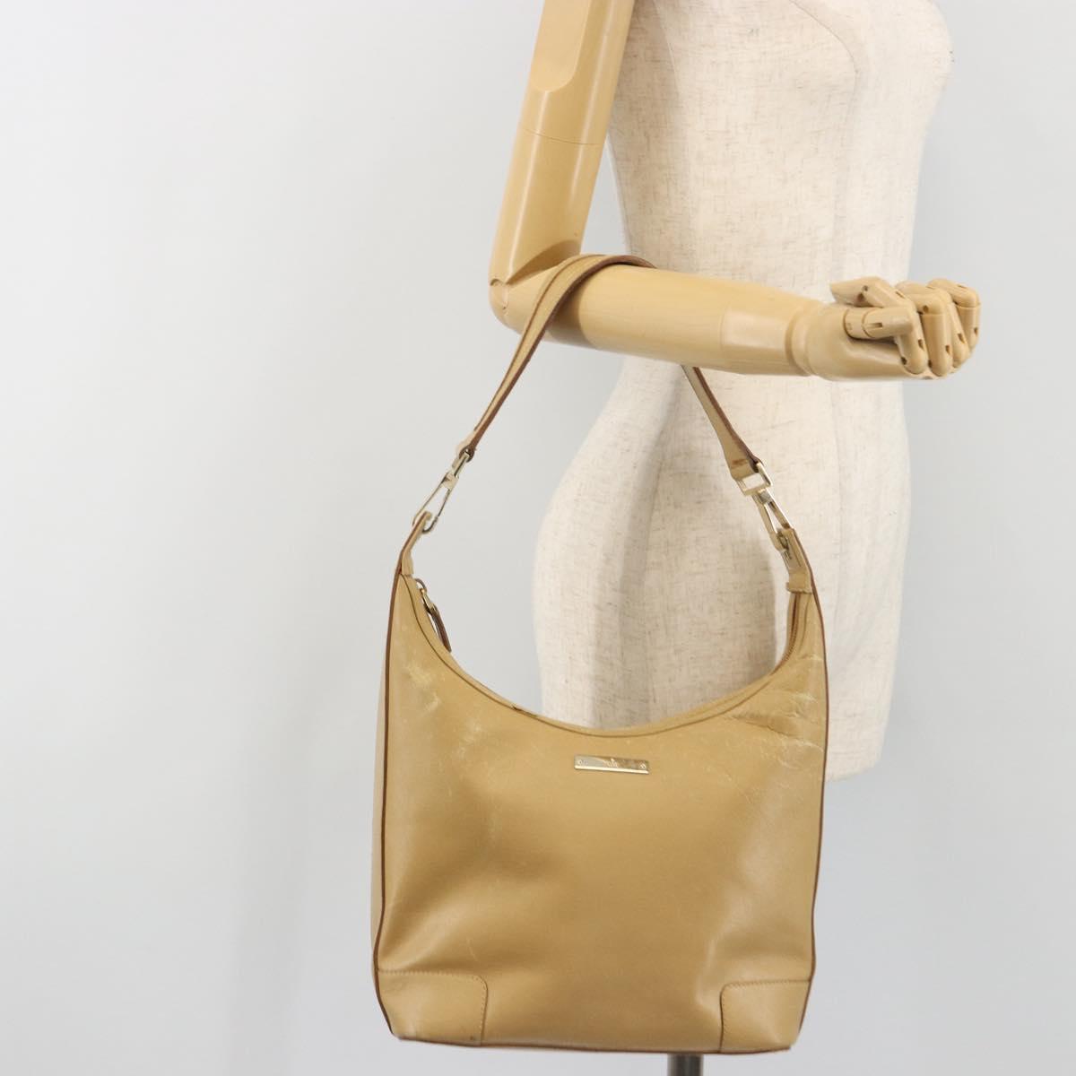 GUCCI Shoulder Bag Leather Beige Gold 001 4204 Auth 198453