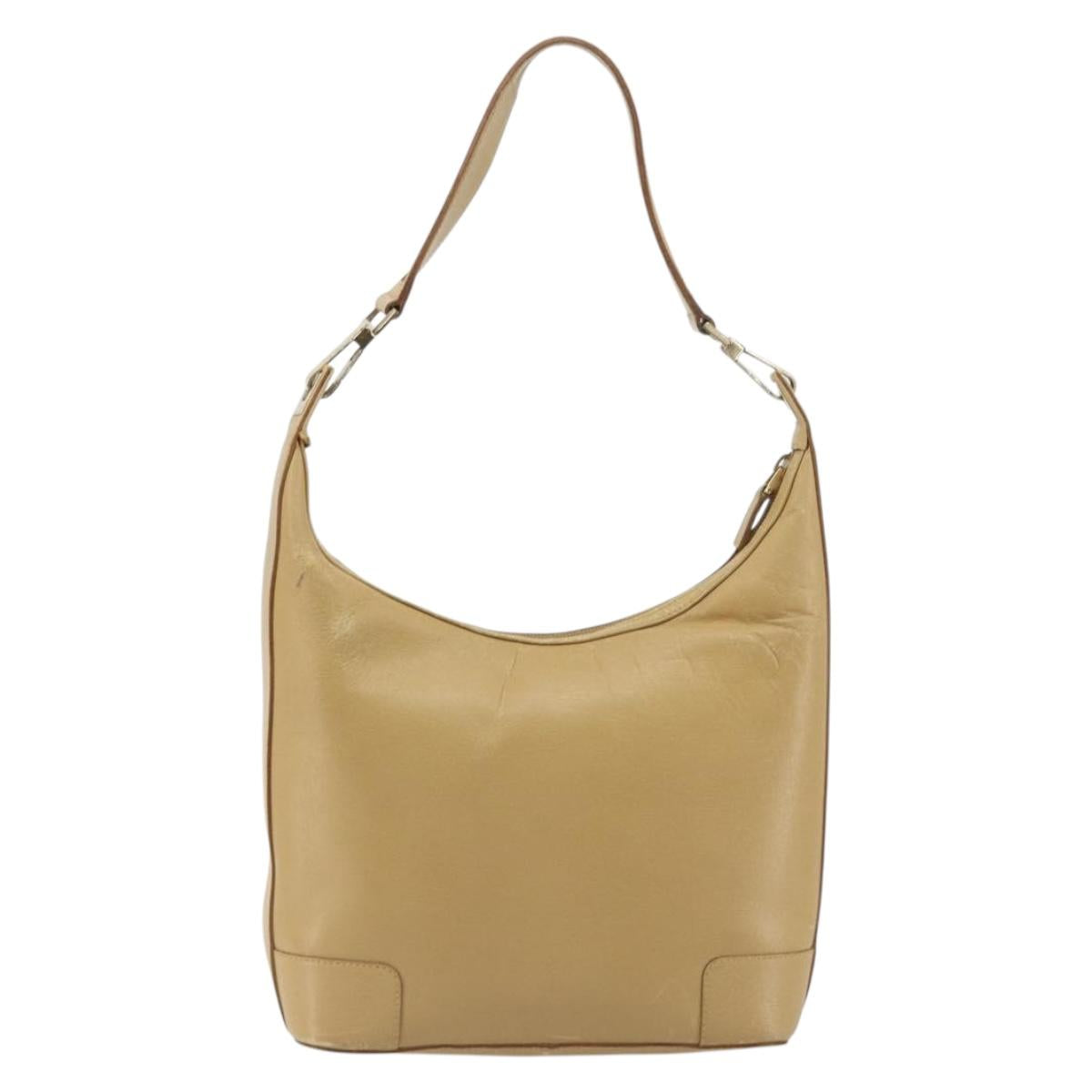 GUCCI Shoulder Bag Leather Beige Gold 001 4204 Auth 198453
