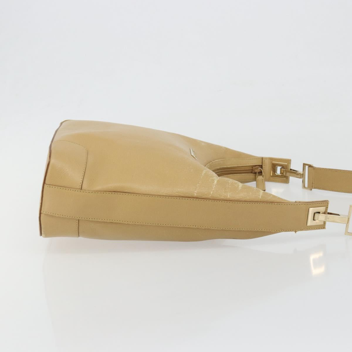 GUCCI Shoulder Bag Leather Beige Gold 001 4204 Auth 198453