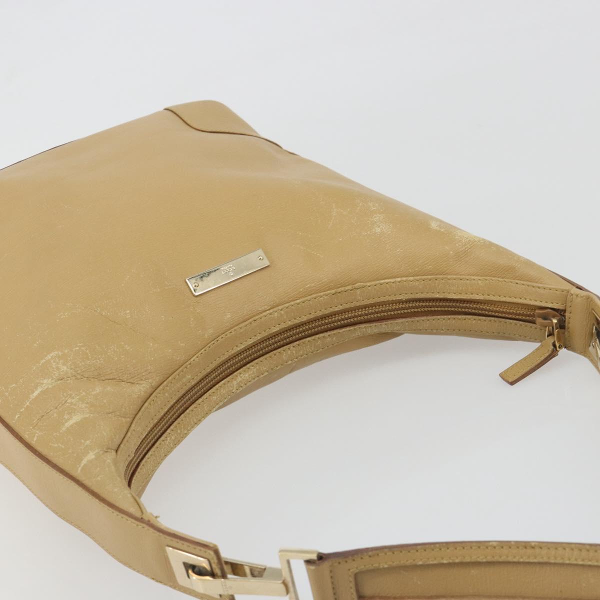 GUCCI Shoulder Bag Leather Beige Gold 001 4204 Auth 198453