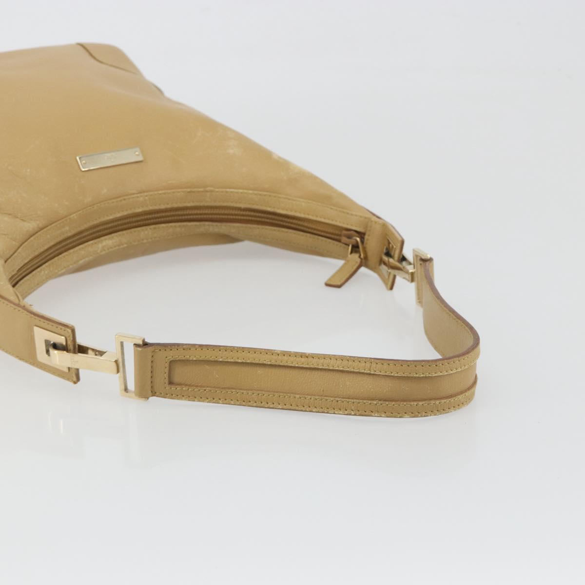 GUCCI Shoulder Bag Leather Beige Gold 001 4204 Auth 198453