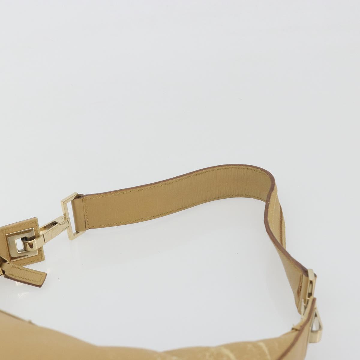 GUCCI Shoulder Bag Leather Beige Gold 001 4204 Auth 198453