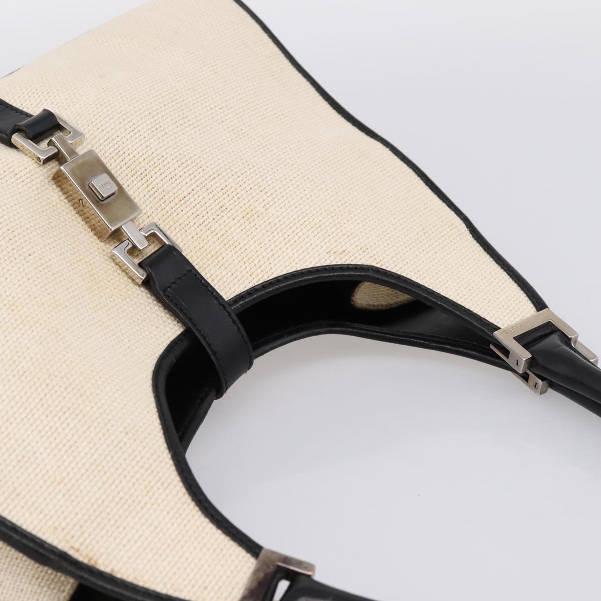 GUCCI Jackie Hand Bag Canvas Beige Silver 002 1067 Auth 198454