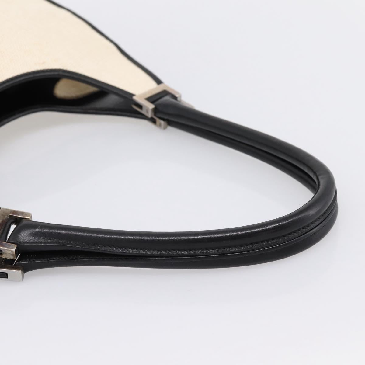 GUCCI Jackie Hand Bag Canvas Beige Silver 002 1067 Auth 198454