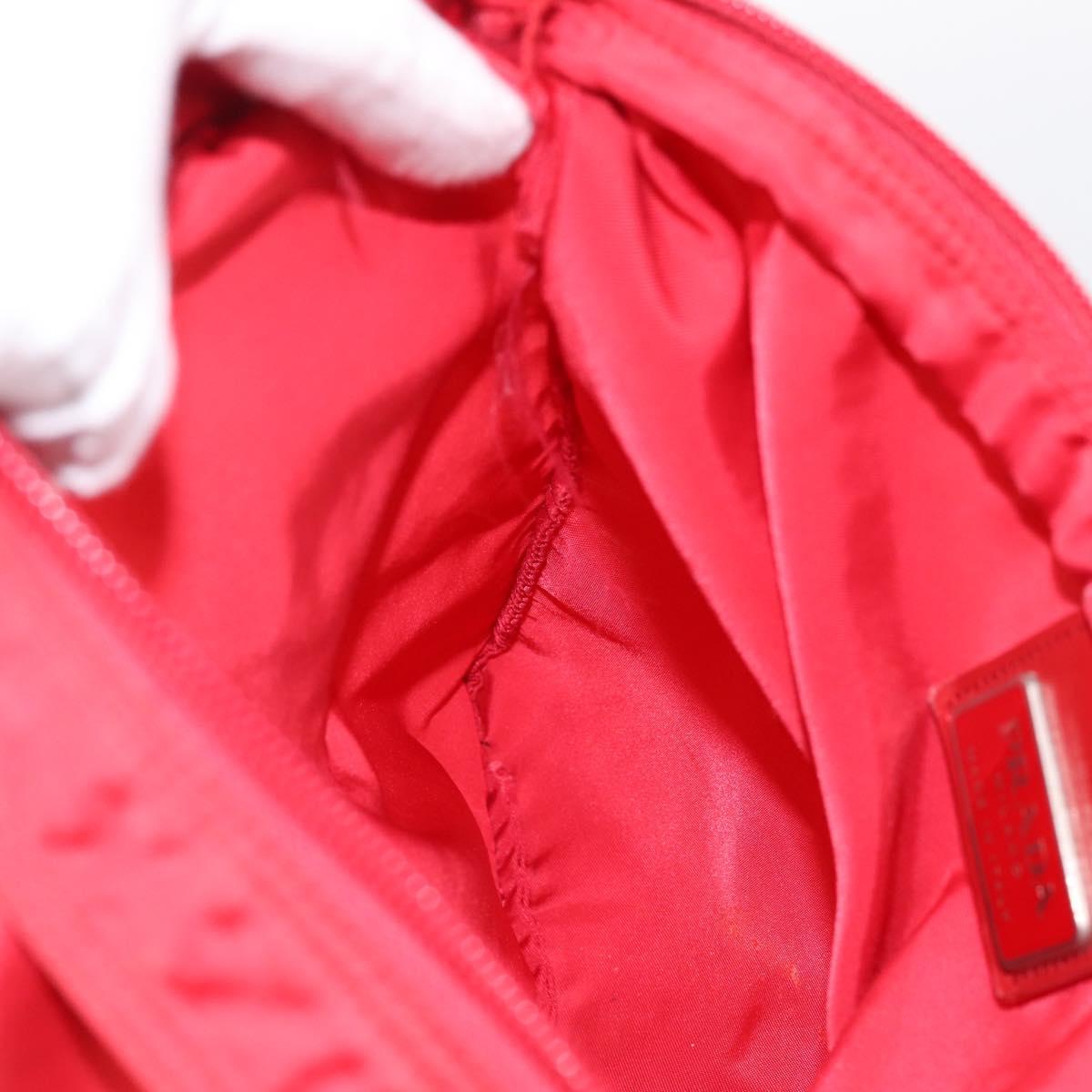 PRADA Shoulder Bag Nylon Red Silver Auth 198455