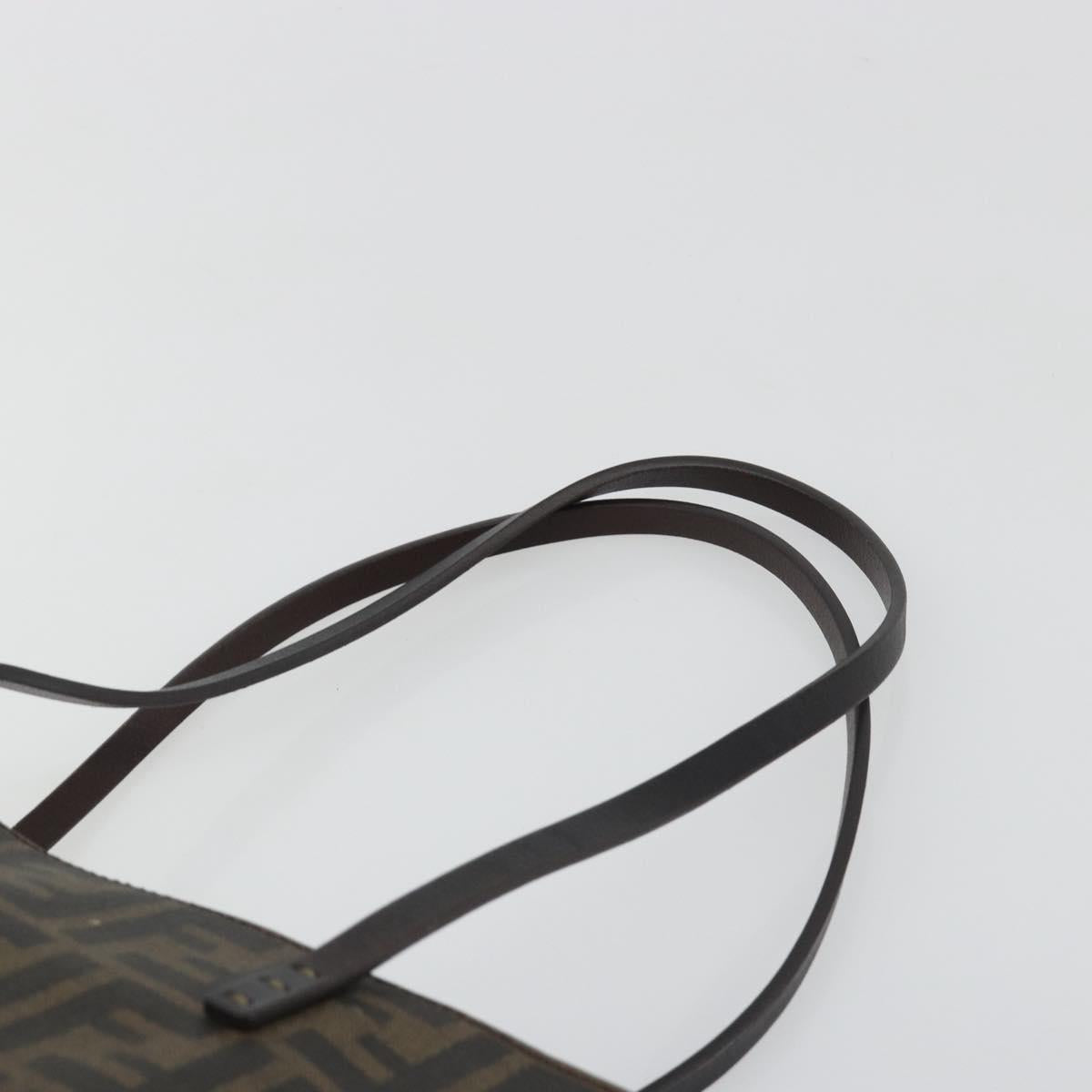 FENDI Zucca Canvas Tote Bag PVC Brown Black Auth 198456