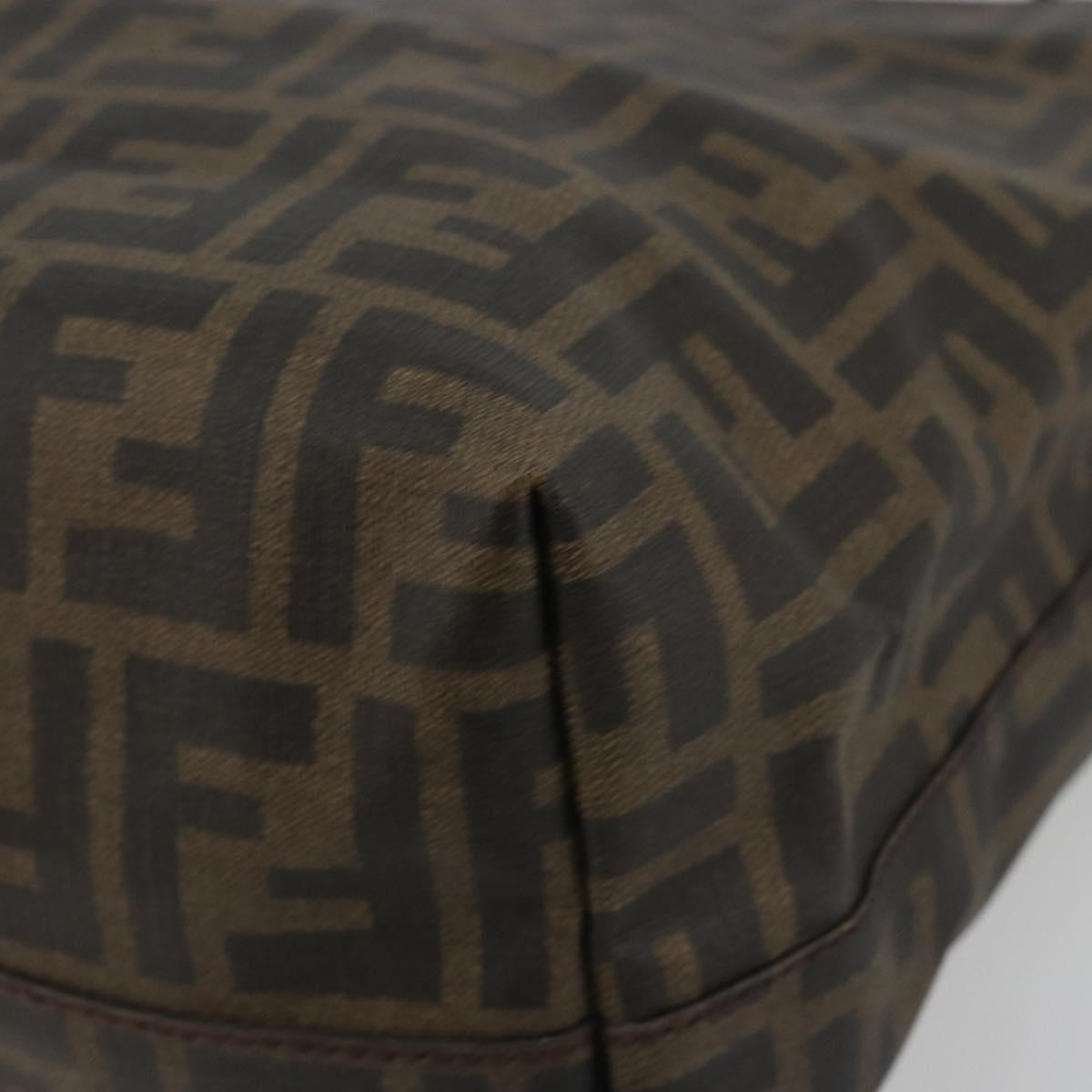 FENDI Zucca Canvas Tote Bag PVC Brown Black Auth 198456