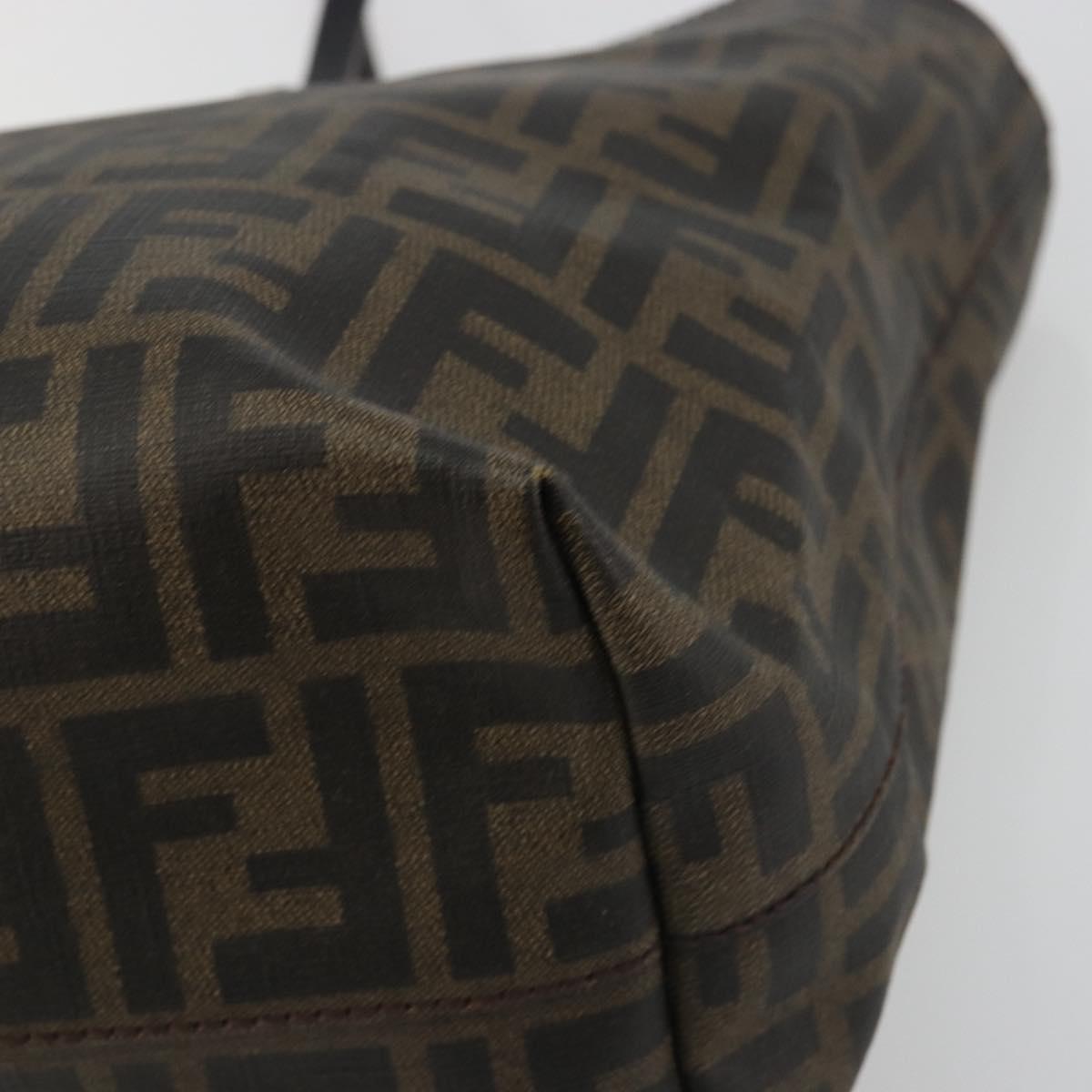 FENDI Zucca Canvas Tote Bag PVC Brown Black Auth 198456