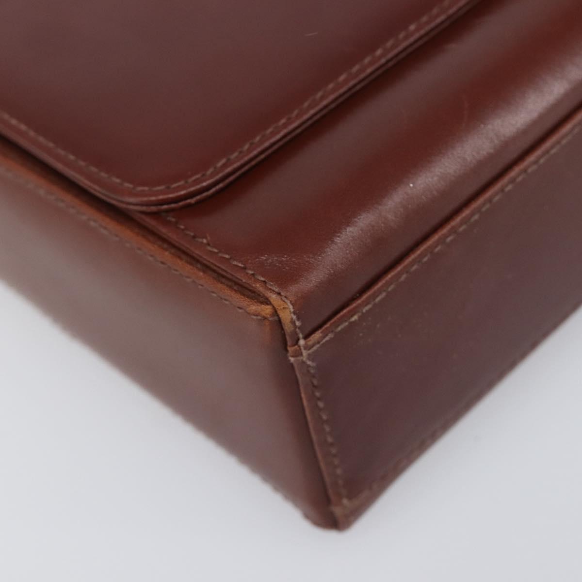 Salvatore Ferragamo Gancini Shoulder Bag Leather Brown Gold Tone Auth 198463A