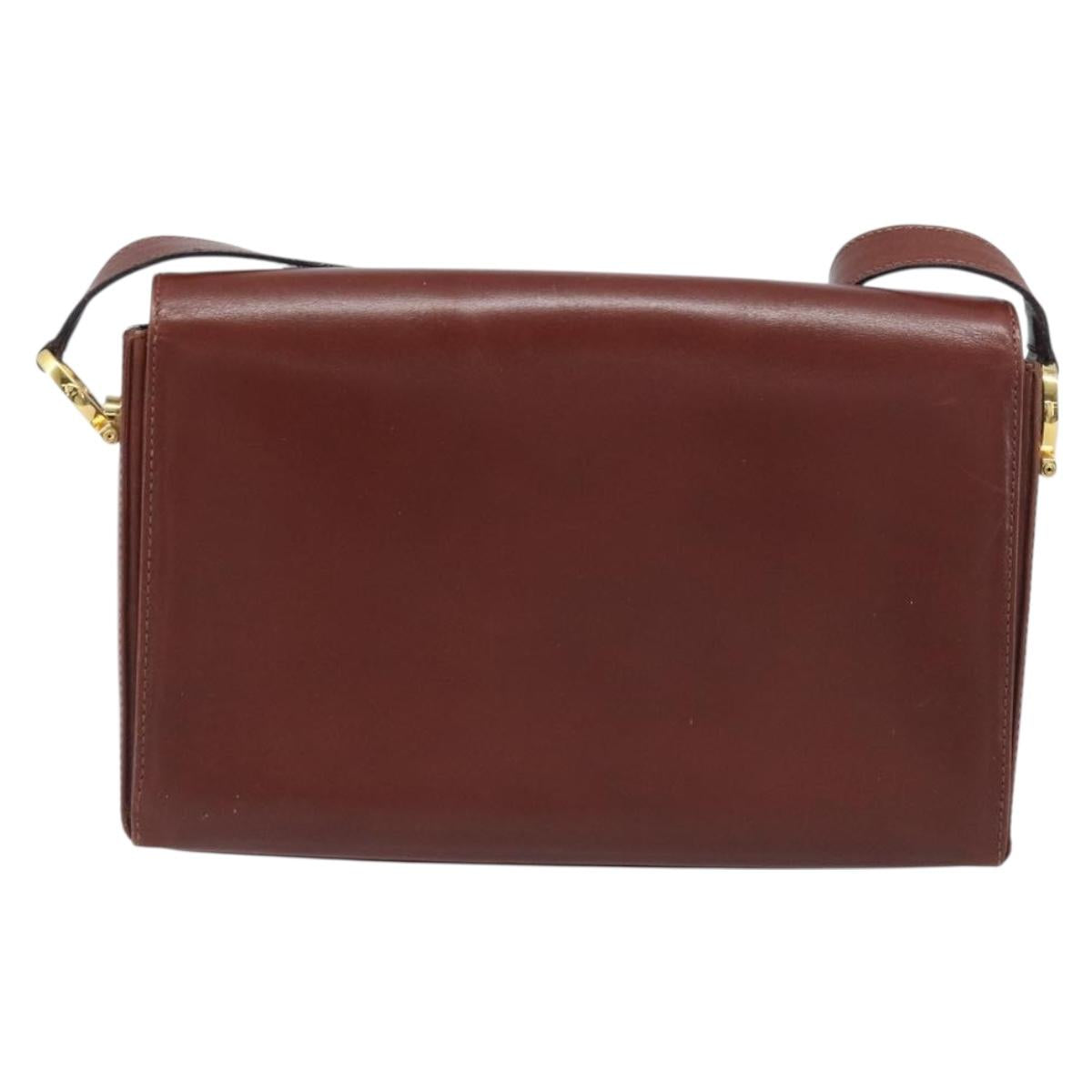 Salvatore Ferragamo Gancini Shoulder Bag Leather Brown Gold Tone Auth 198463A