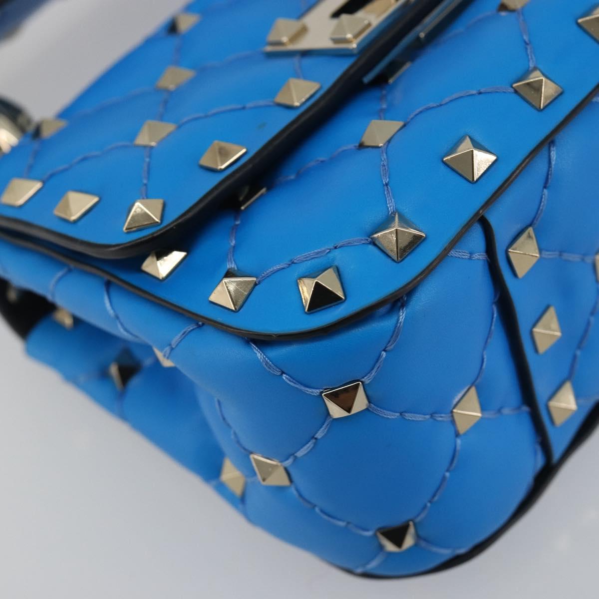 VALENTINO Micro Rockstud Chain Shoulder Bag Leather 2way Blue Auth 198466V