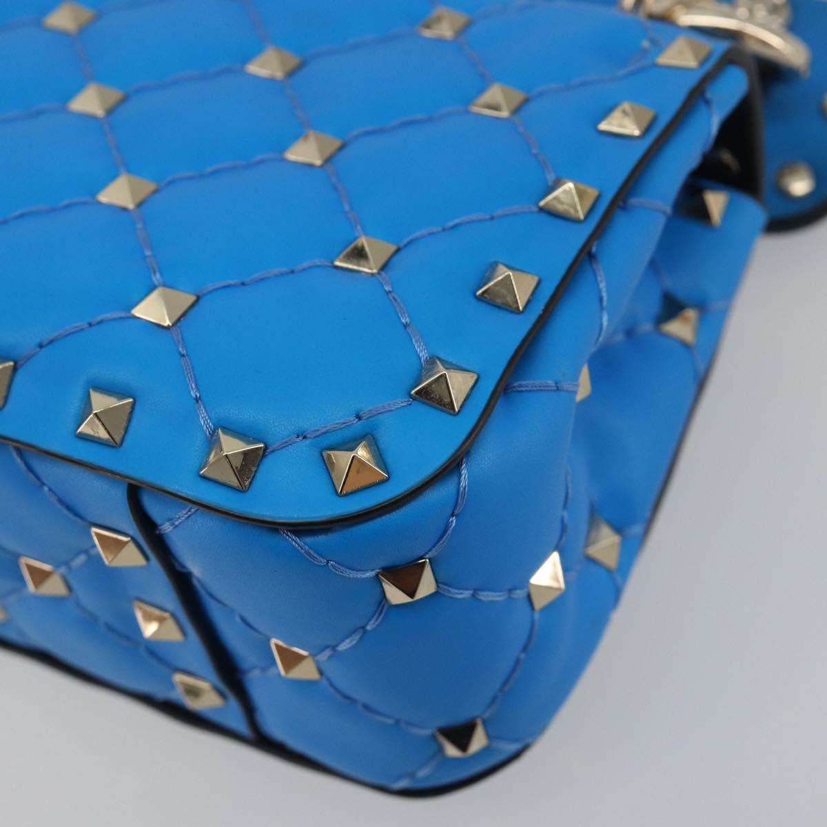 VALENTINO Micro Rockstud Chain Shoulder Bag Leather 2way Blue Auth 198466V