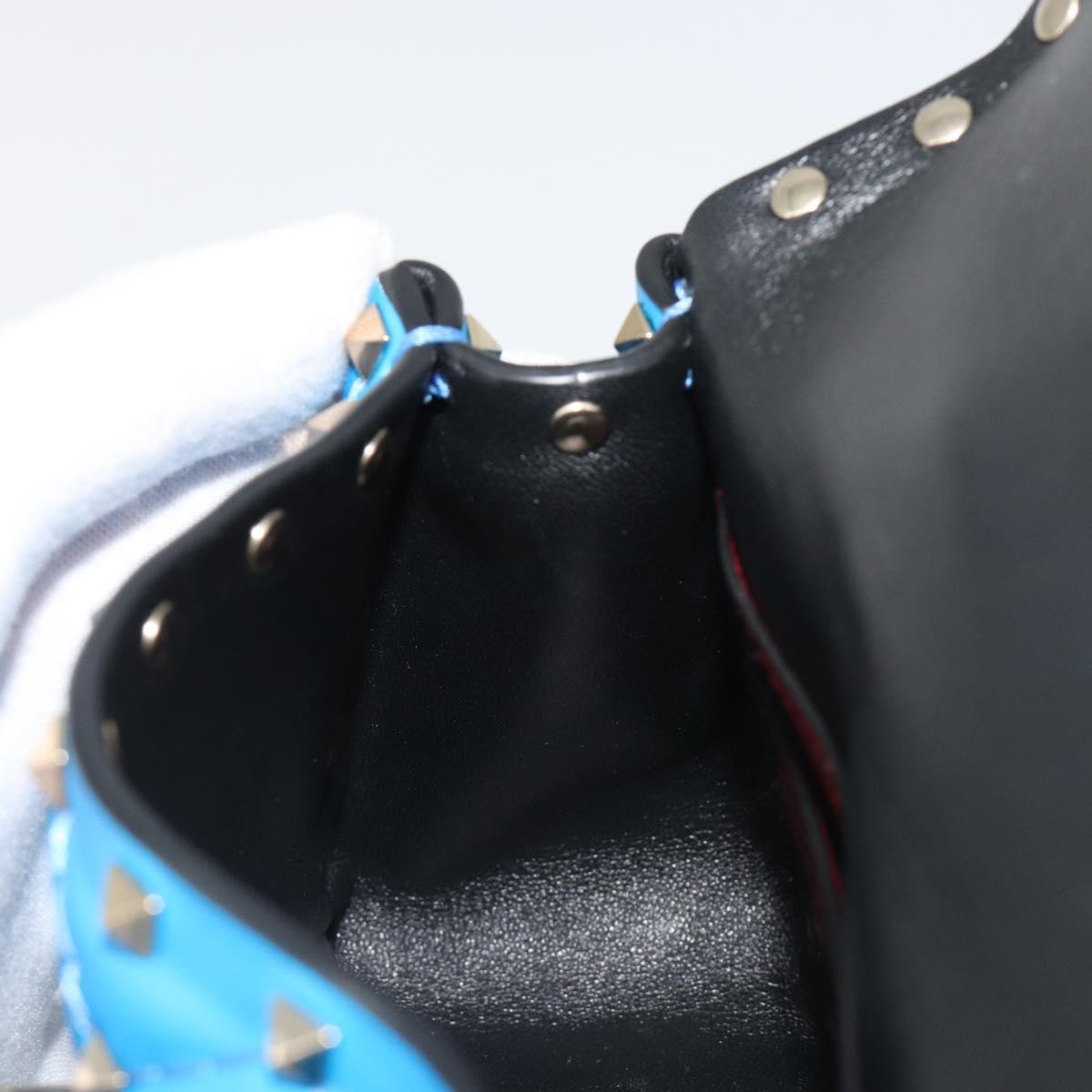 VALENTINO Micro Rockstud Chain Shoulder Bag Leather 2way Blue Auth 198466V