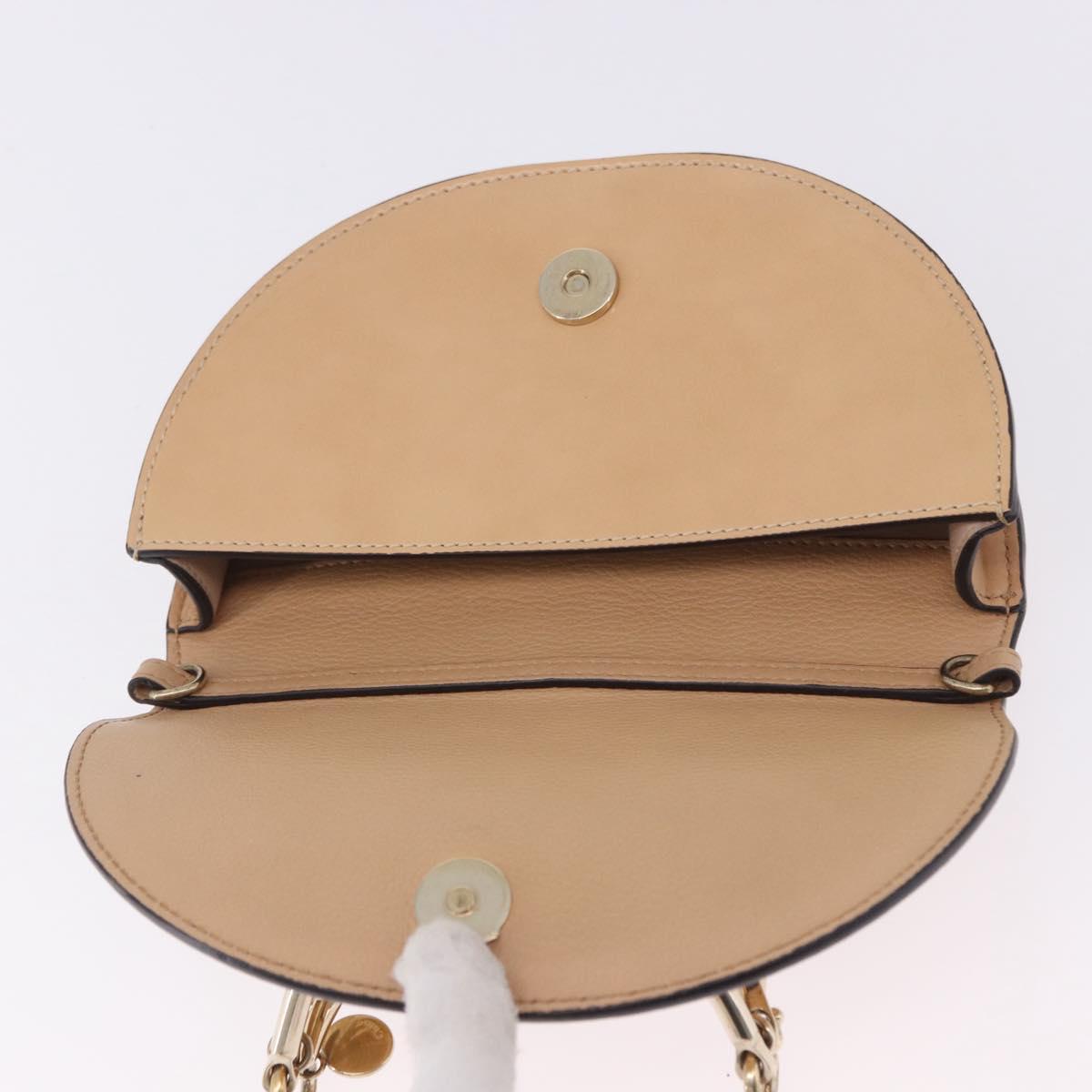 Chloe Nile Minaudière Hand Bag Patent Beige Gold Tone Auth 198468A