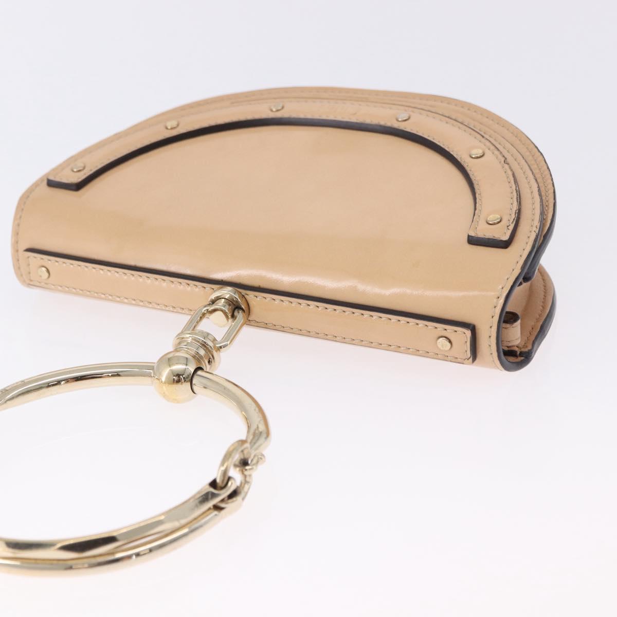 Chloe Nile Minaudière Hand Bag Patent Beige Gold Tone Auth 198468A