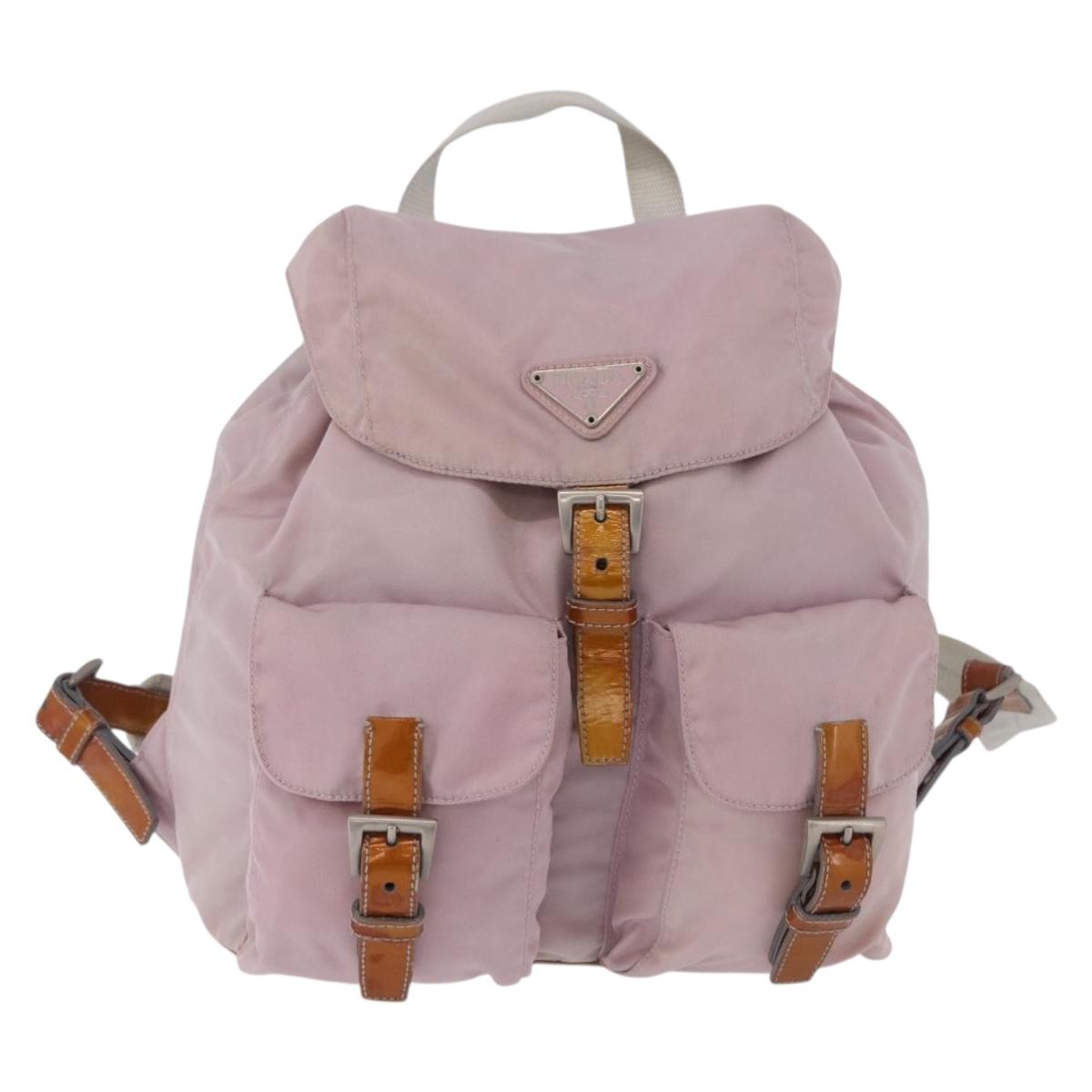 PRADA Backpack Nylon Pink Silver Auth 198471